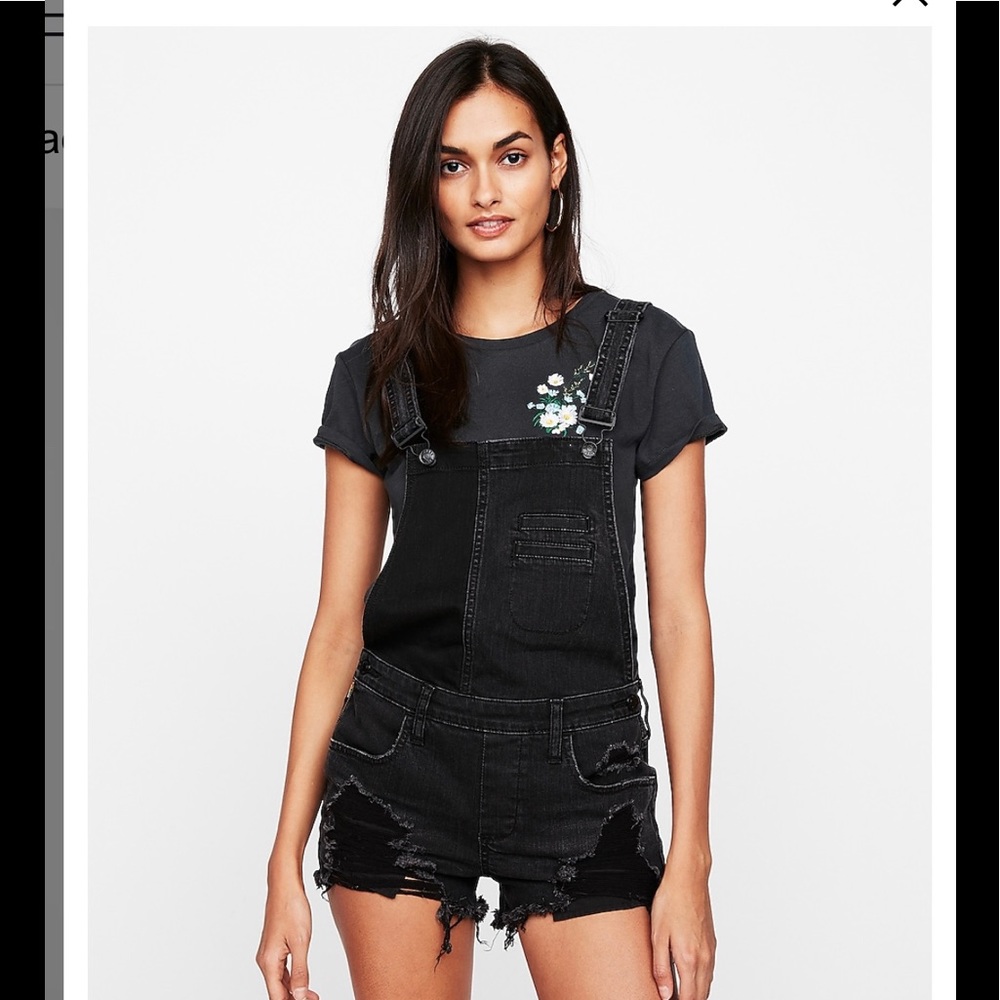 Express distressed overalls